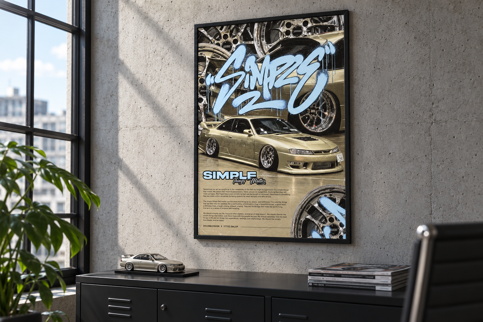Simple Things Matter poster in a clean studio